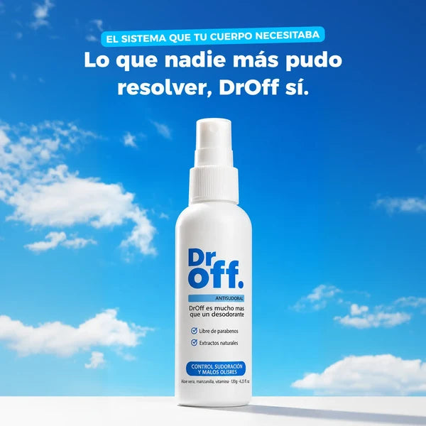 Antitranspirante DrOff™ - Controla el sudor y disfruta de mayor confianza todos los días.